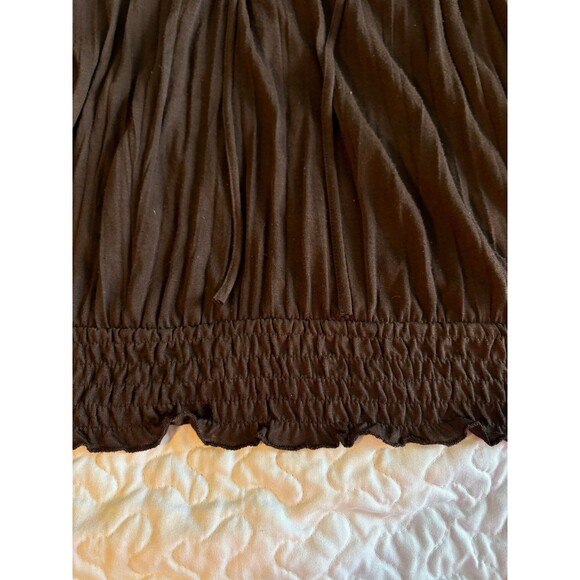 French Laundry brown drawstring crop sleeve blouse size large - Picture 2 of 7